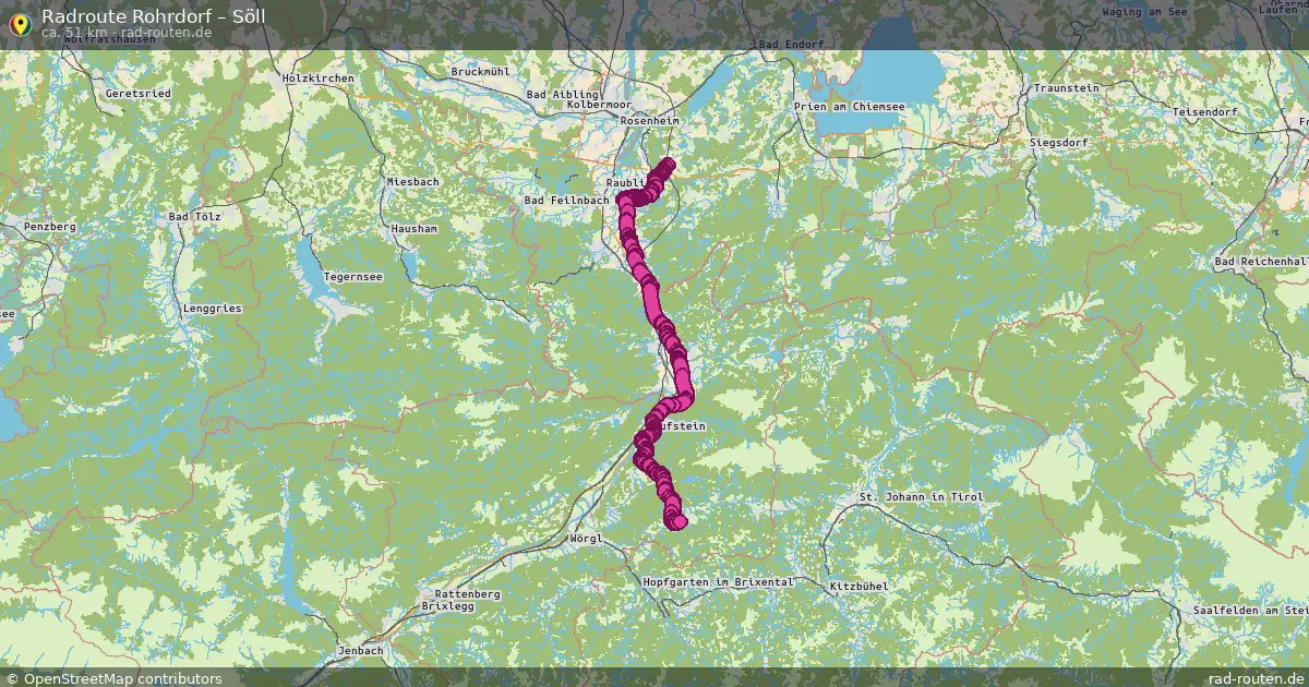 Fahrradroute von Rohrdorf nach Söll