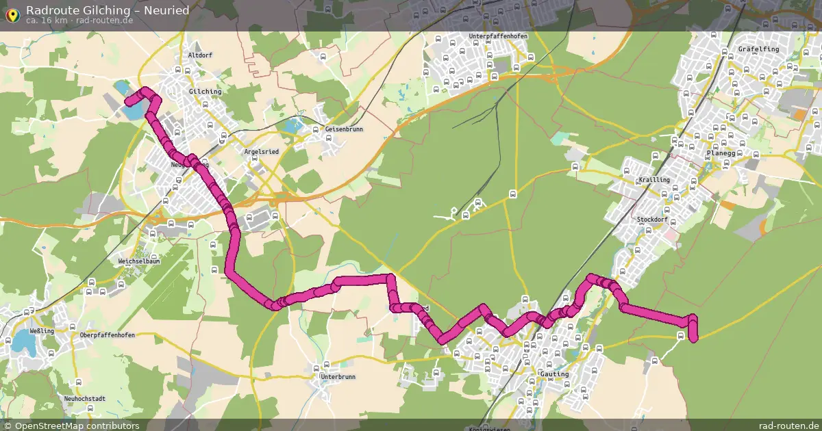 Fahrradroute Gilching – Neuried (16 km) – Rad-Routen.de
