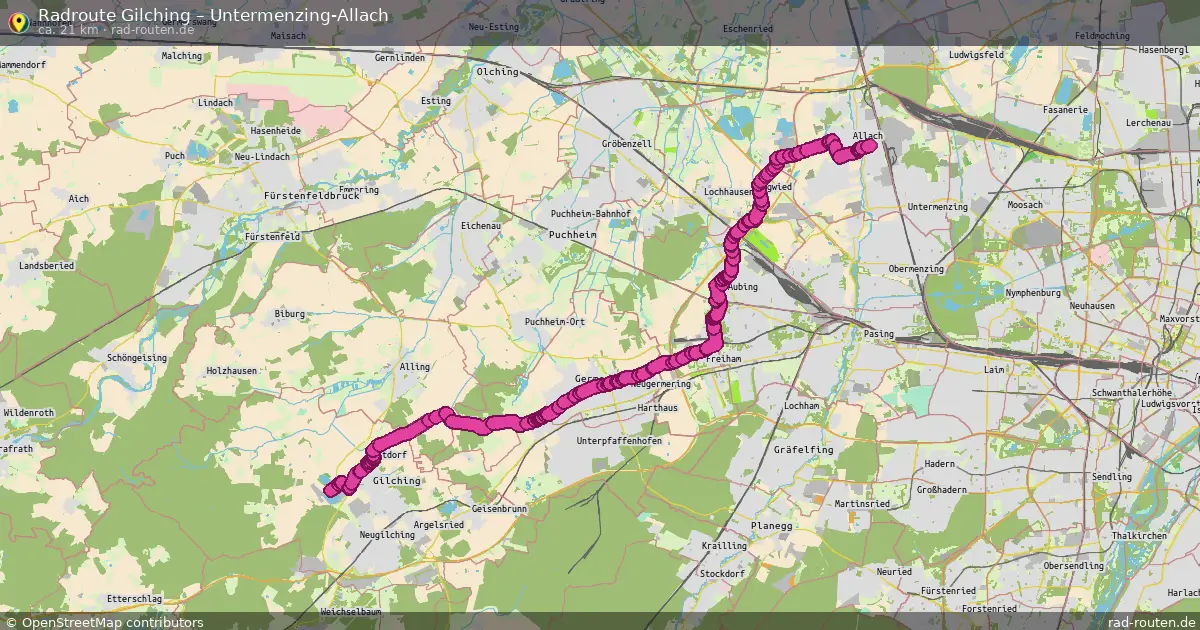 Fahrradroute Gilching – Untermenzing-Allach (21 km) – Rad-Routen.de