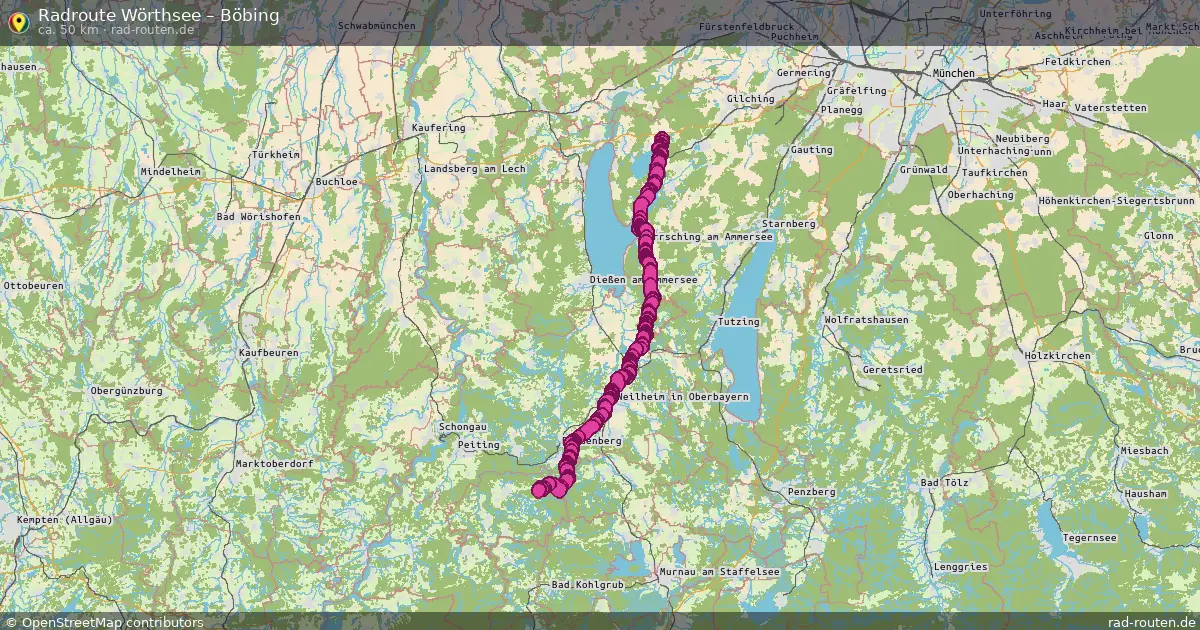 Fahrradroute Wörthsee – Böbing (50 km) – Rad-Routen.de