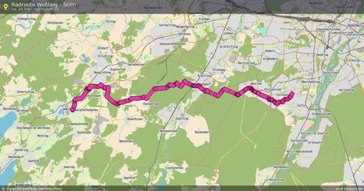 Fahrradroute Weßling – Solln (26 km) – Rad-Routen.de