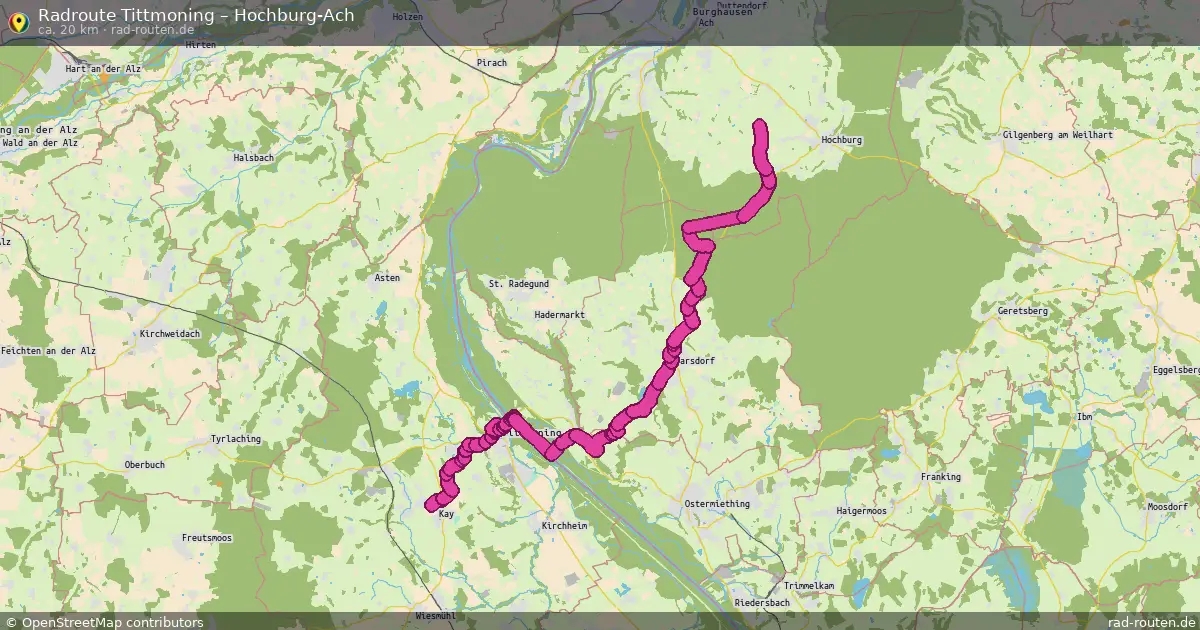 Fahrradroute von Tittmoning nach Hochburg-Ach