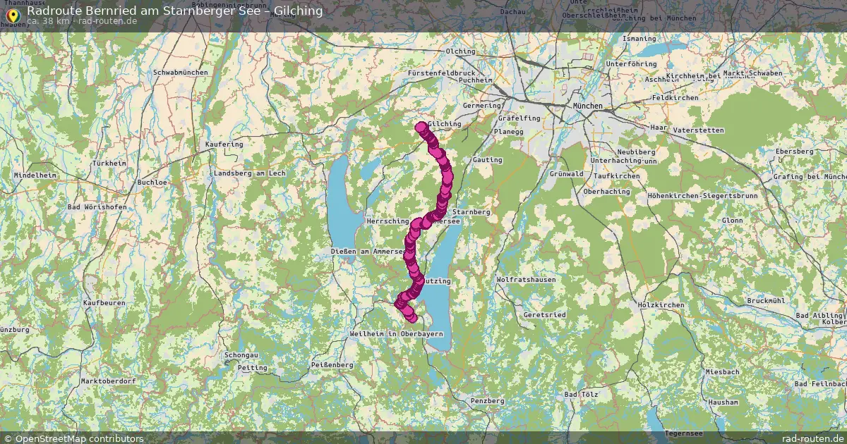 Fahrradroute Bernried Am Starnberger See – Gilching (38 km) – Rad-Routen.de