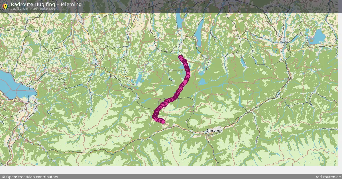 Fahrradroute von Huglfing nach Mieming