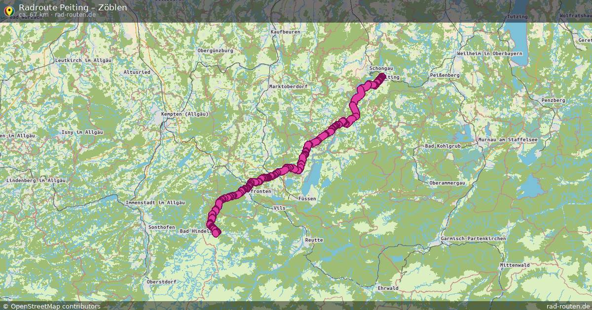 Fahrradroute Peiting – Zöblen