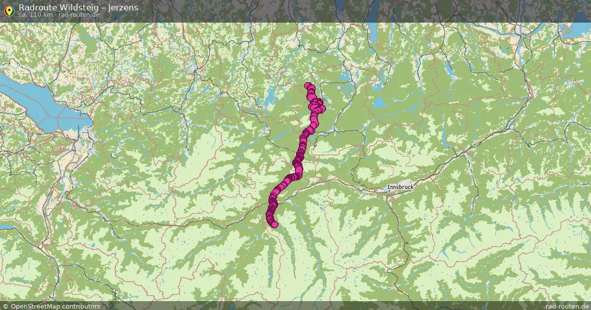 Fahrradroute von Wildsteig nach Jerzens