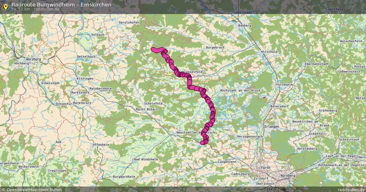 Fahrradroute Burgwindheim – Emskirchen (51 km) – Rad-Routen.de