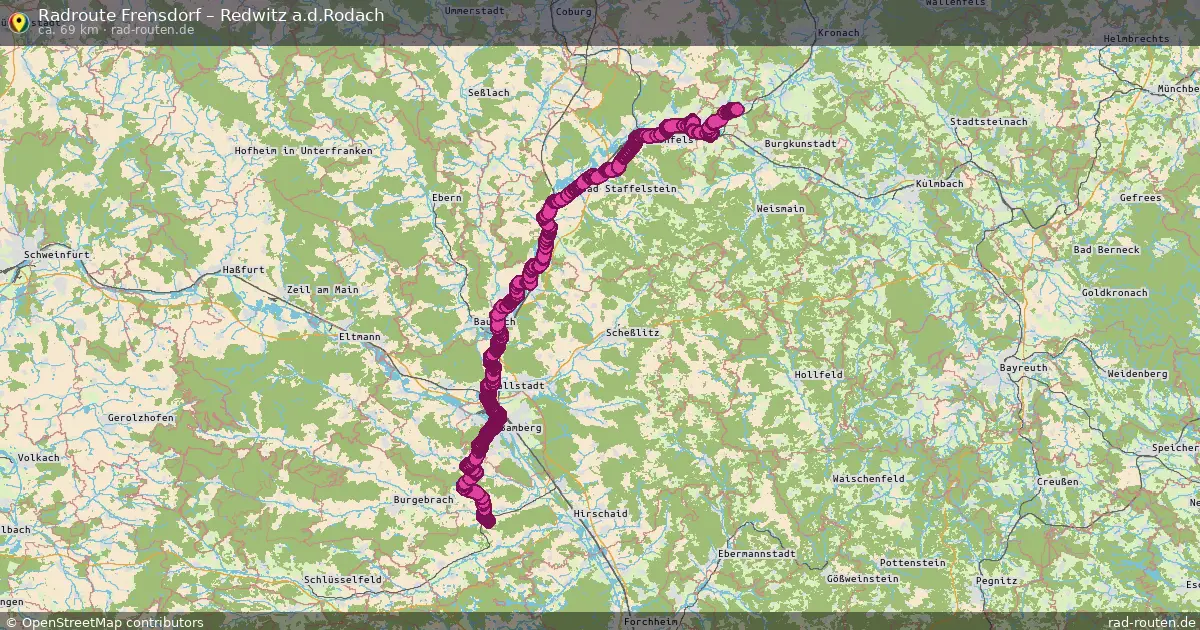Fahrradroute Frensdorf – Redwitz A.d.rodach (69 km) – Rad-Routen.de