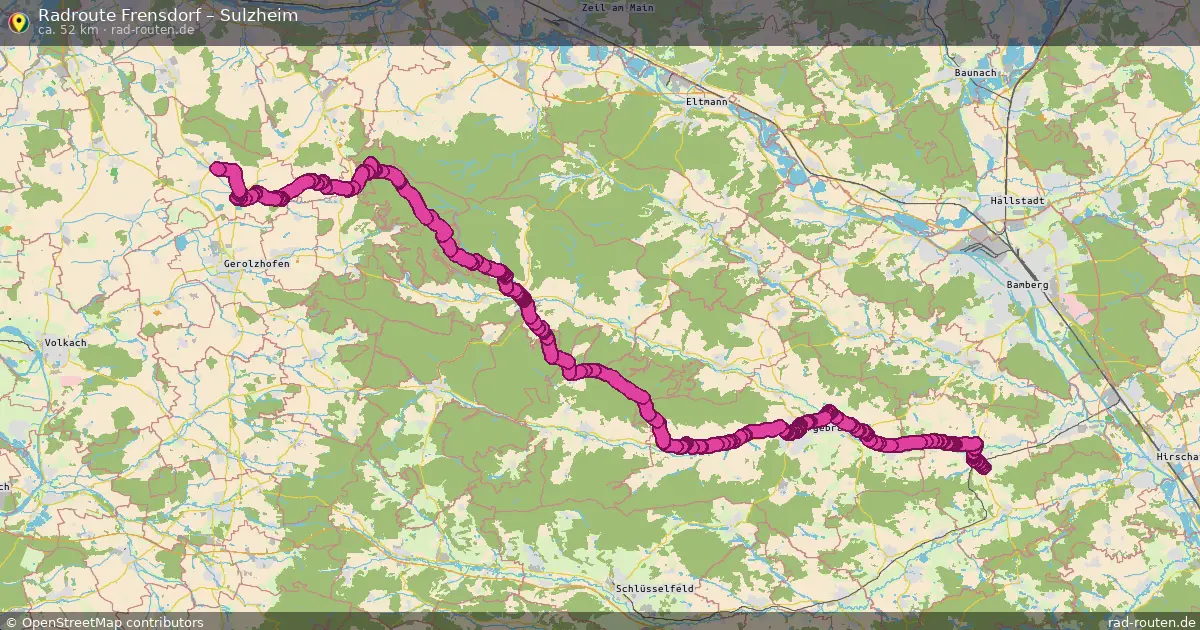 Fahrradroute Frensdorf – Sulzheim (52 km) – Rad-Routen.de