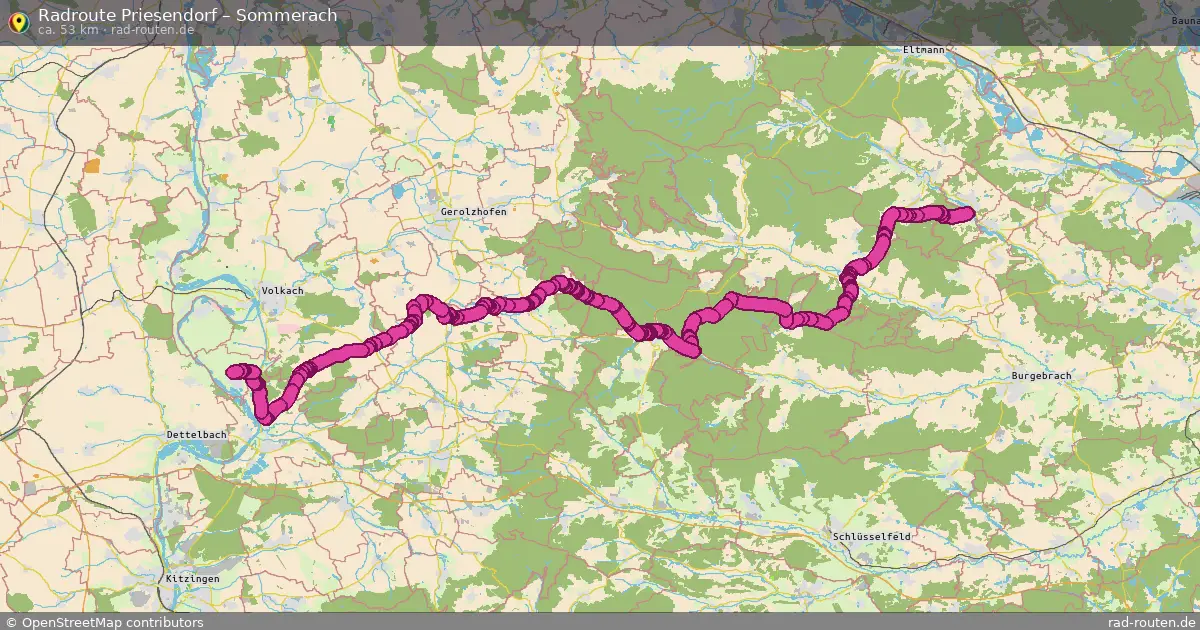 Fahrradroute Priesendorf – Sommerach (53 km) – Rad-Routen.de
