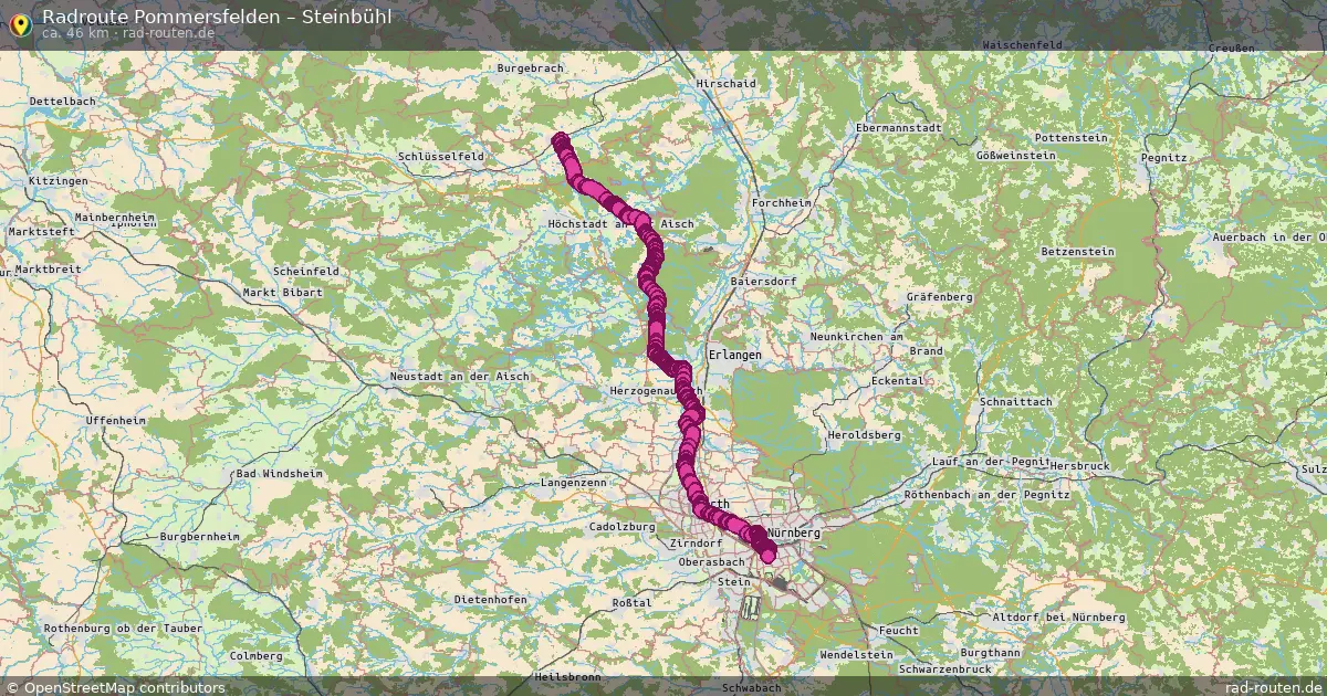 Fahrradroute Pommersfelden – Ludwigsfeld (47 km) – Rad-Routen.de