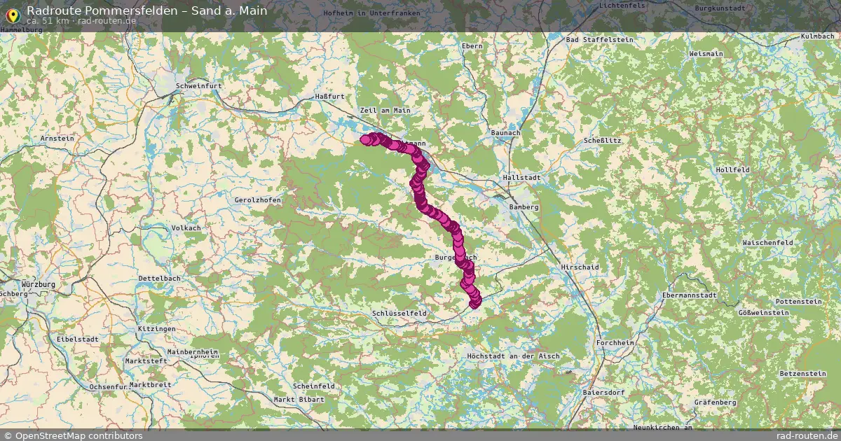 Fahrradroute Pommersfelden – Sand A. Main (51 km) – Rad-Routen.de