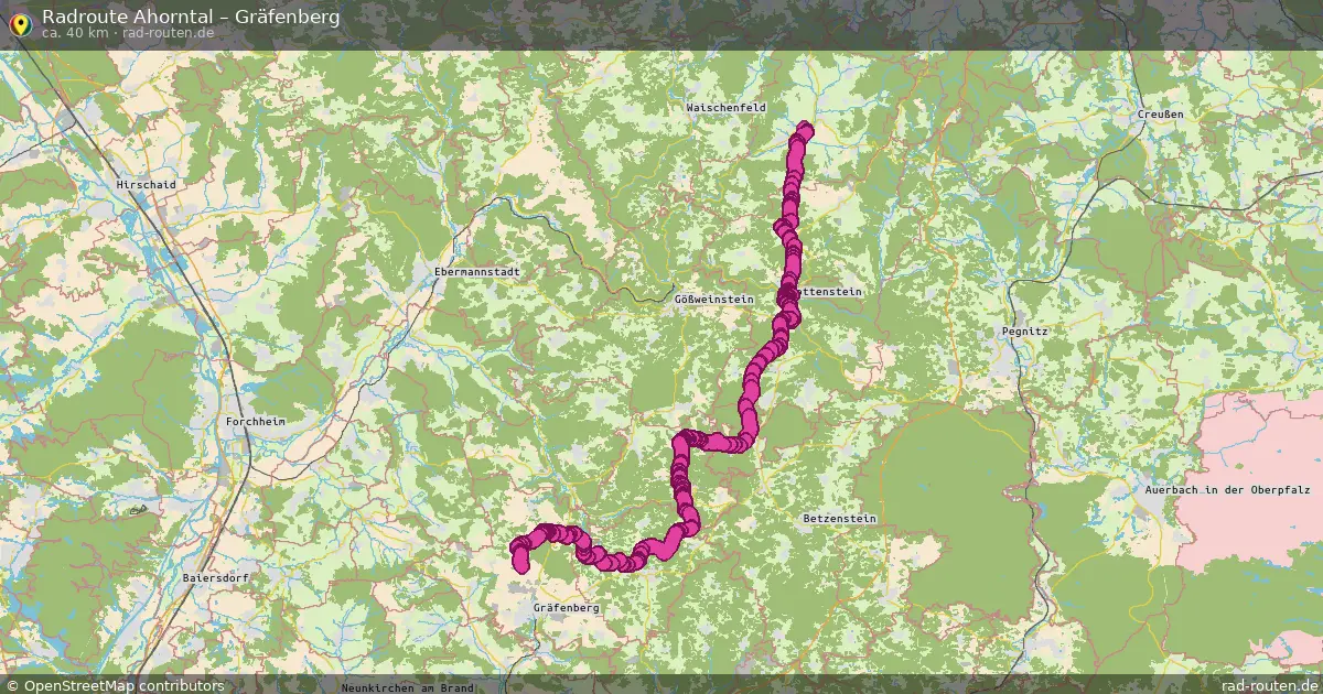 Fahrradroute Ahorntal – Gräfenberg (40 km) – Rad-Routen.de