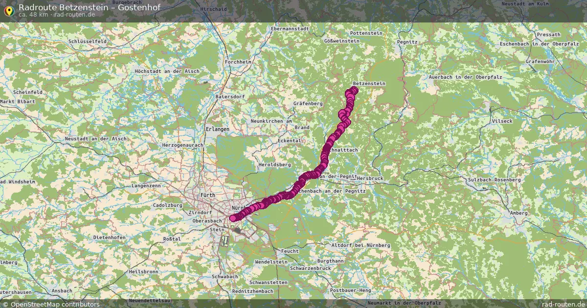 Fahrradroute Betzenstein – Uhlandstraße (46 km) – Rad-Routen.de