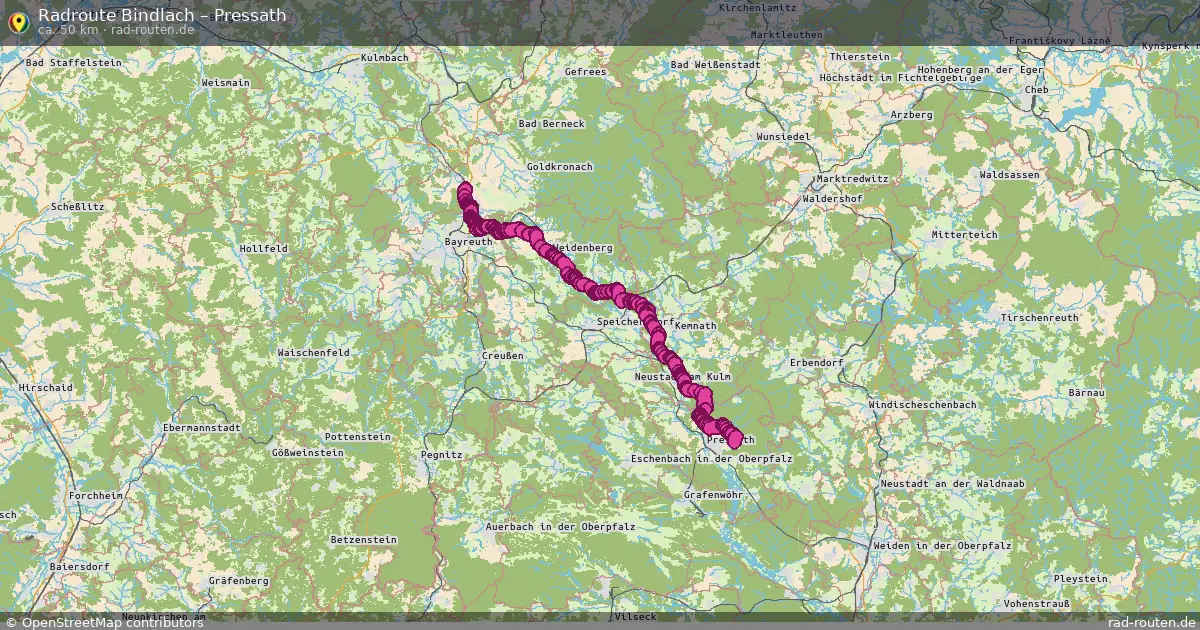 Fahrradroute Bindlach – Pressath (50 km) – Rad-Routen.de