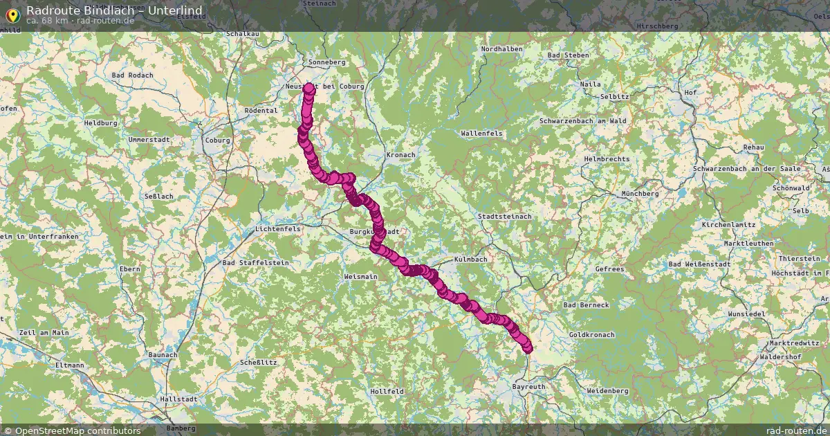Fahrradroute Bindlach – Unterlind (68 km) – Rad-Routen.de