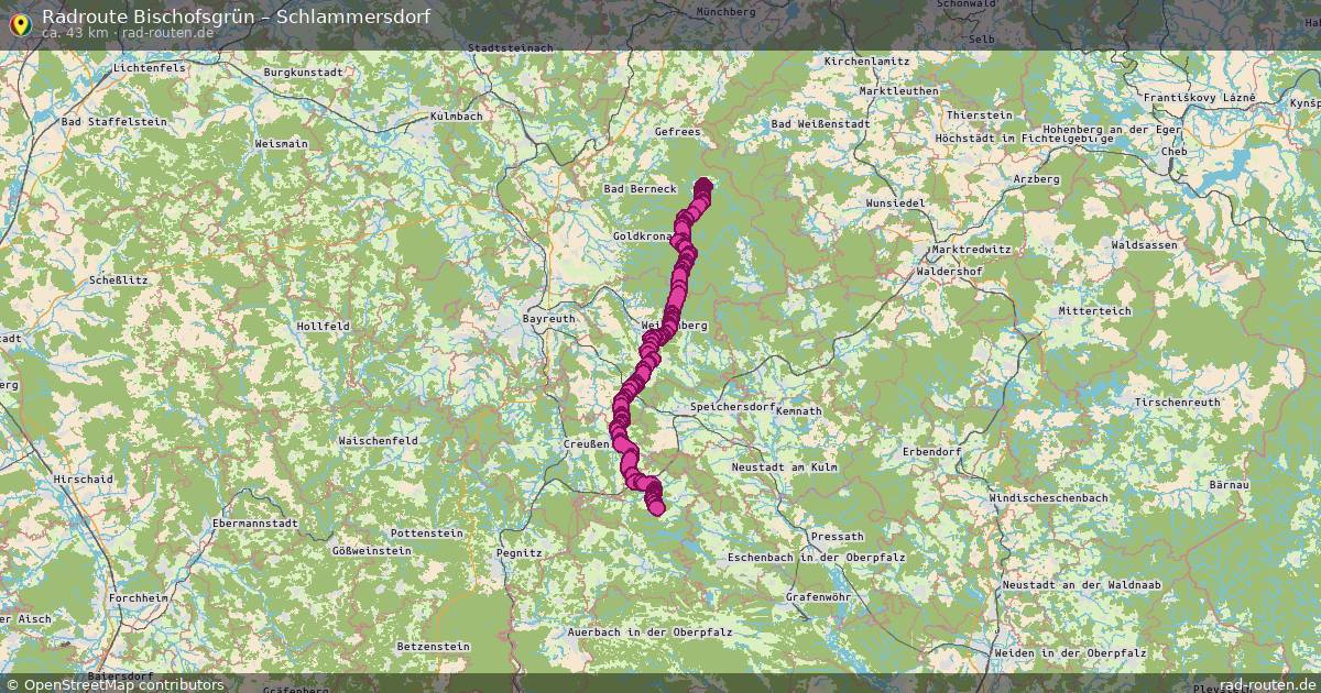 Fahrradroute Bischofsgrün – Schlammersdorf