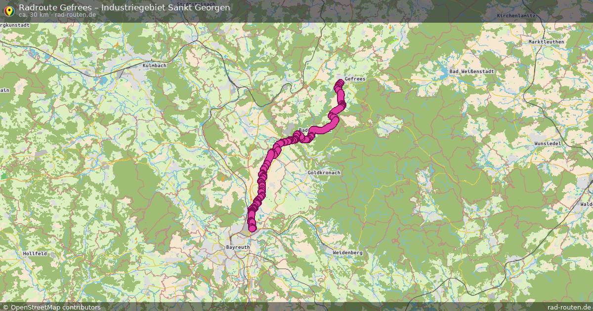Fahrradroute Gefrees – Industriegebiet Sankt Georgen