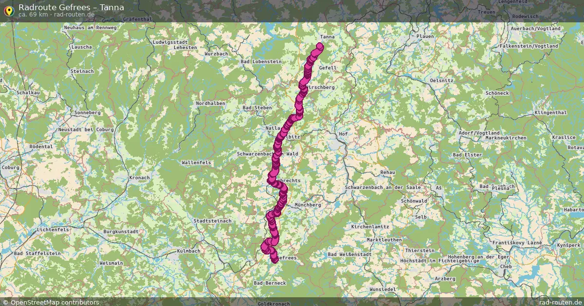 Fahrradroute Gefrees – Tanna