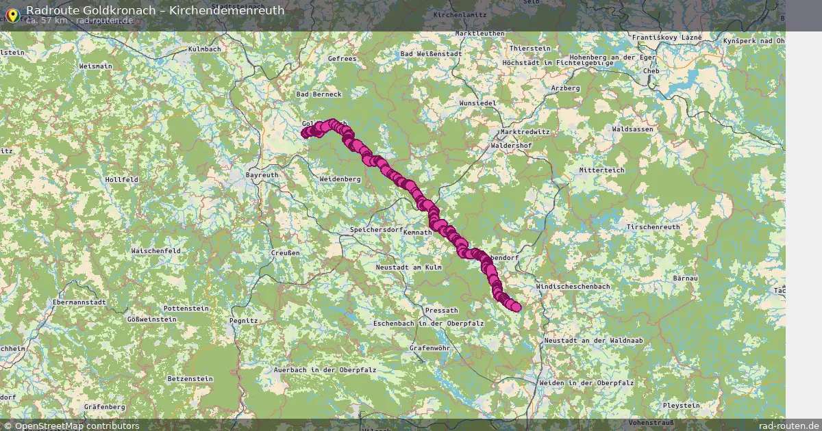 Fahrradroute Goldkronach – Kirchendemenreuth (57 km) – Rad-Routen.de