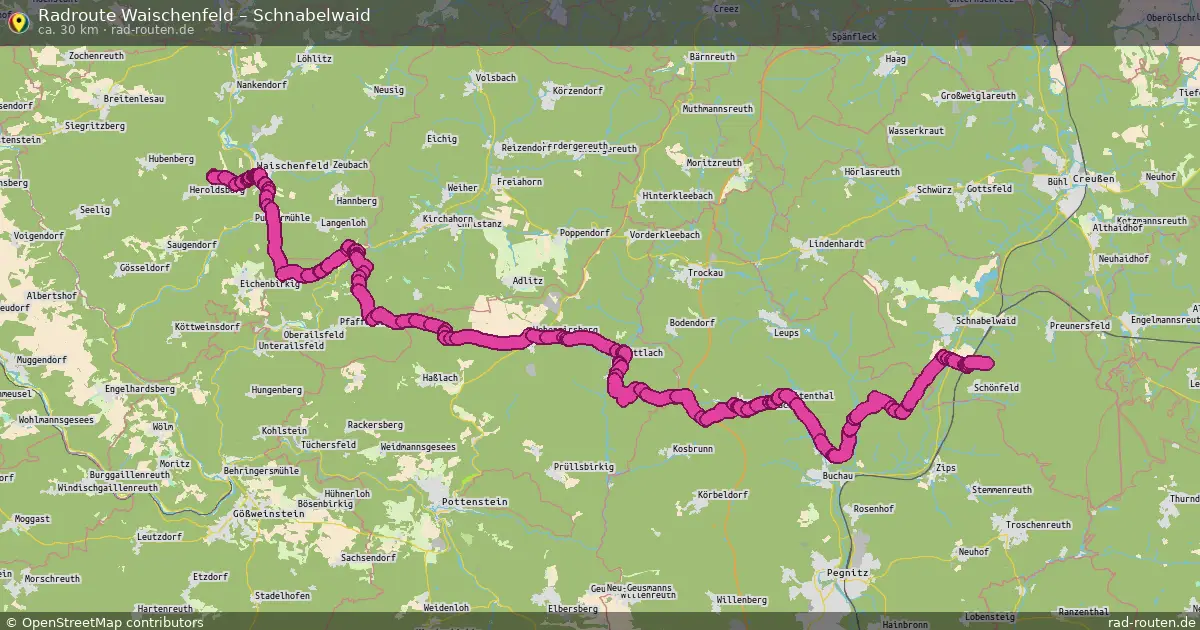 Fahrradroute Waischenfeld – Schnabelwaid (30 km) – Rad-Routen.de