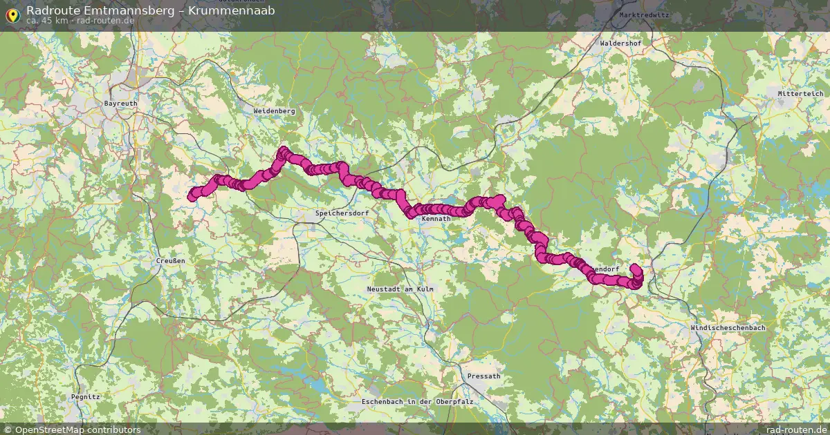 Fahrradroute Emtmannsberg – Krummennaab (45 km) – Rad-Routen.de