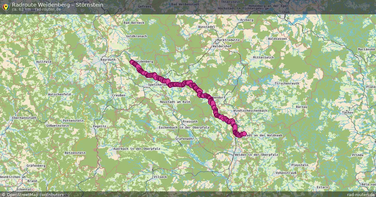 Fahrradroute Weidenberg – Störnstein (62 km) – Rad-Routen.de