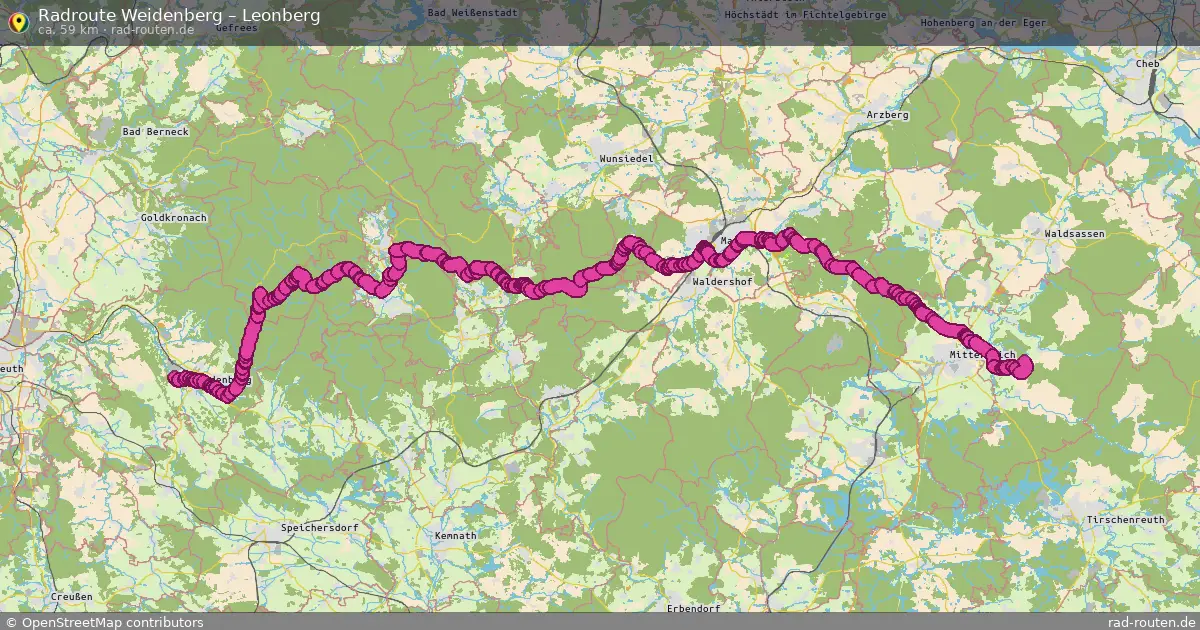Fahrradroute Weidenberg – Leonberg (59 km) – Rad-Routen.de