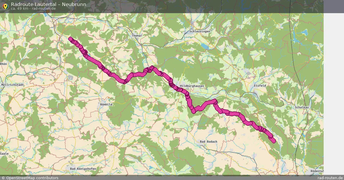 Fahrradroute von Lautertal nach Neubrunn