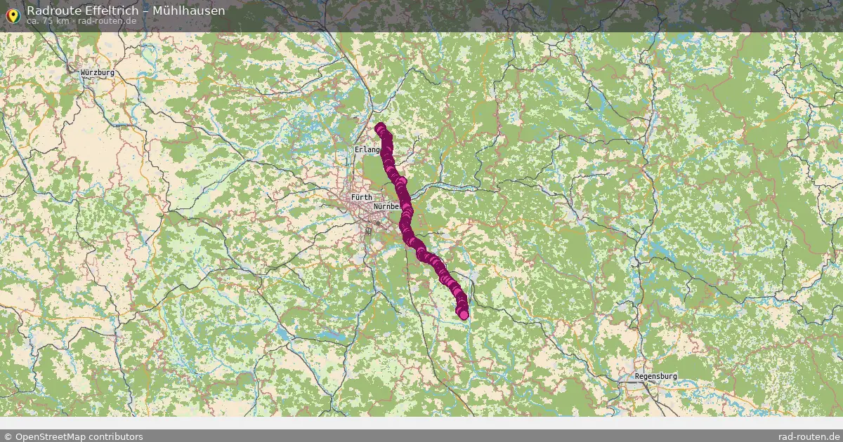 Fahrradroute Effeltrich – Mühlhausen (75 km) – Rad-Routen.de