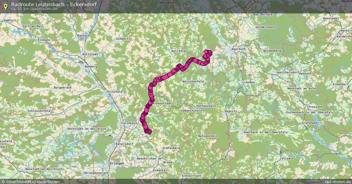 Fahrradroute Leutenbach – Eckersdorf (55 km) – Rad-Routen.de