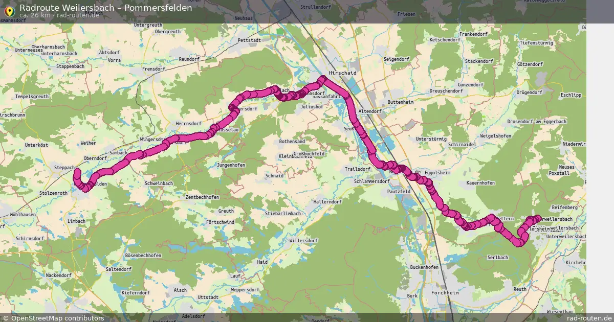 Fahrradroute Weilersbach – Pommersfelden (26 km) – Rad-Routen.de