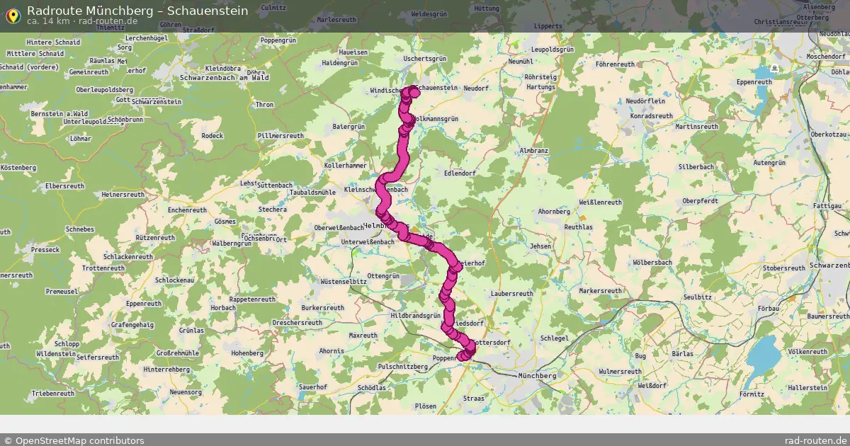 Fahrradroute Münchberg – Schauenstein (14 km) – Rad-Routen.de