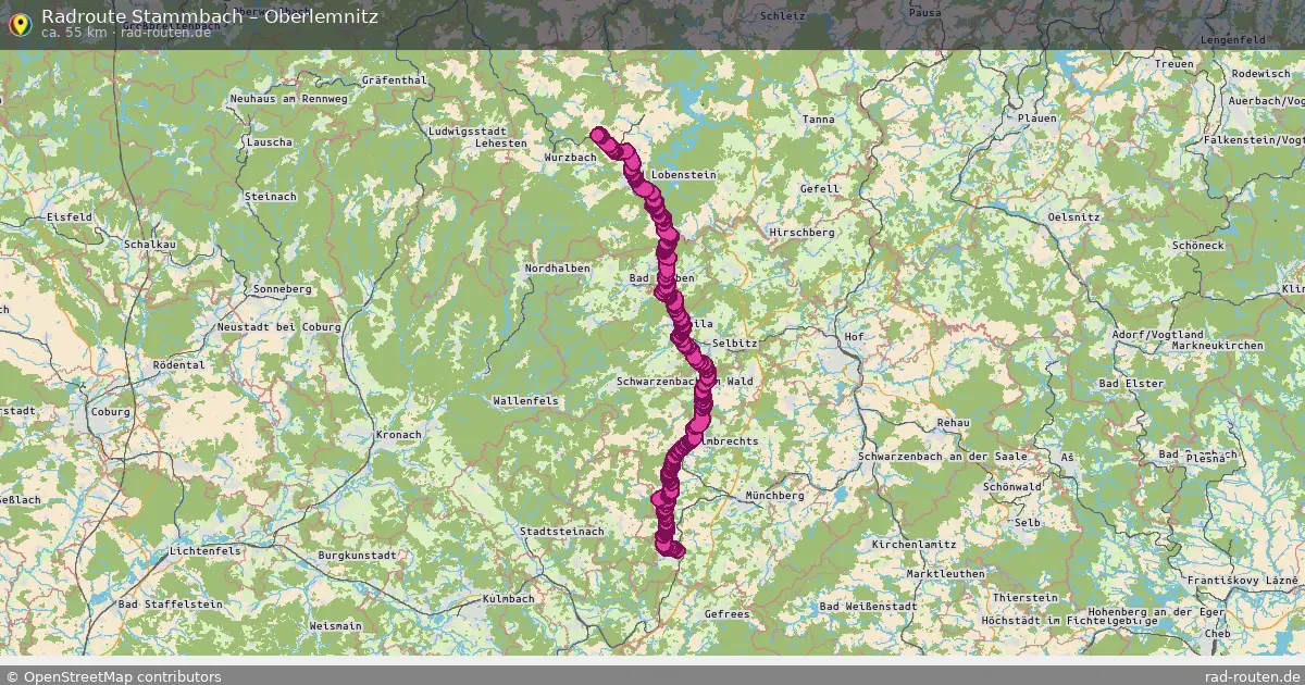 Fahrradroute Stammbach – Oberlemnitz (55 km) – Rad-Routen.de