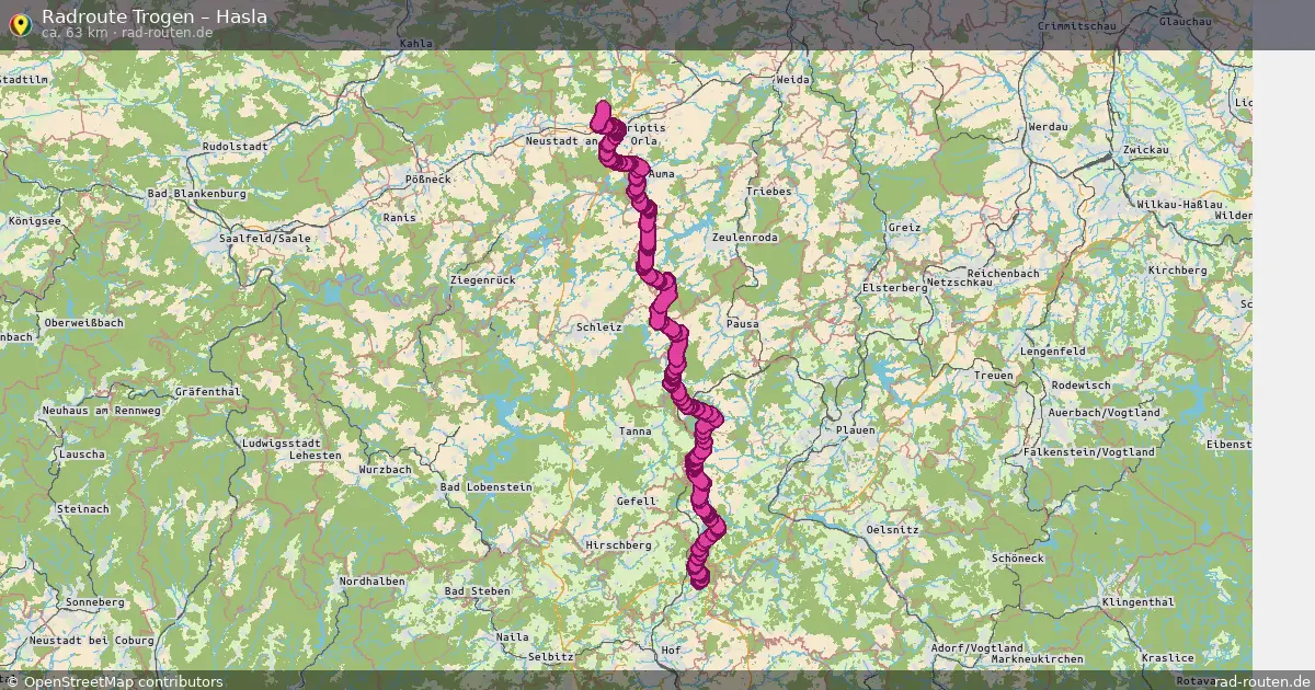 Fahrradroute Trogen – Hasla (63 km) – Rad-Routen.de
