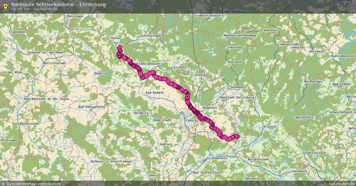 Fahrradroute Schneckenlohe – Ehrenberg (66 km) – Rad-Routen.de