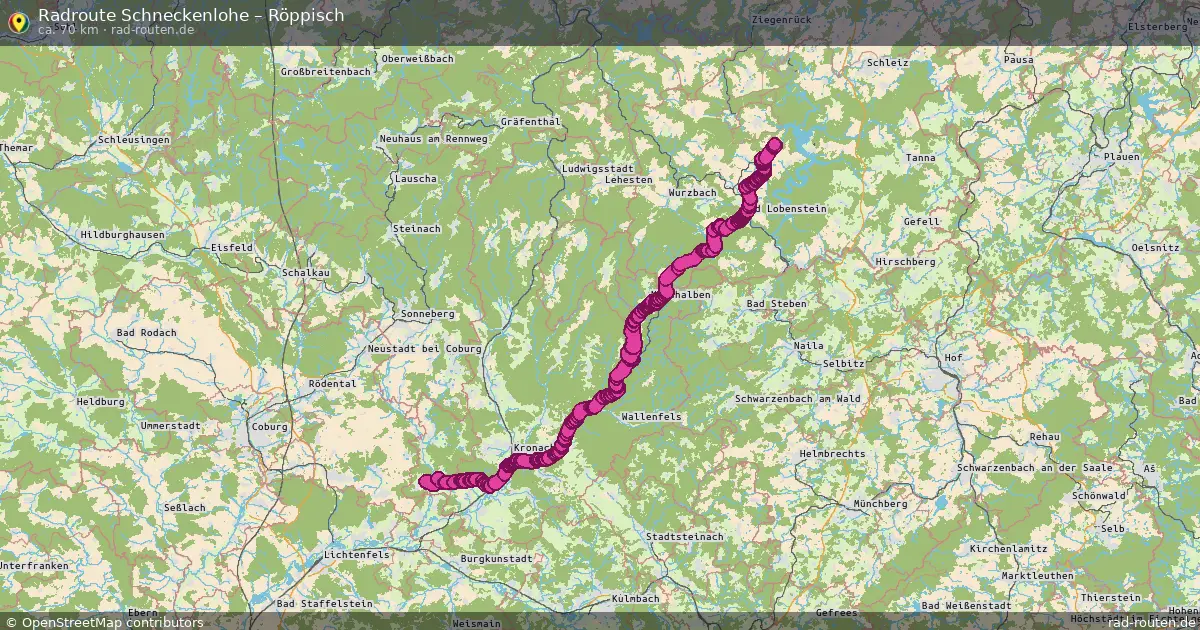 Fahrradroute Schneckenlohe – Röppisch (70 km) – Rad-Routen.de