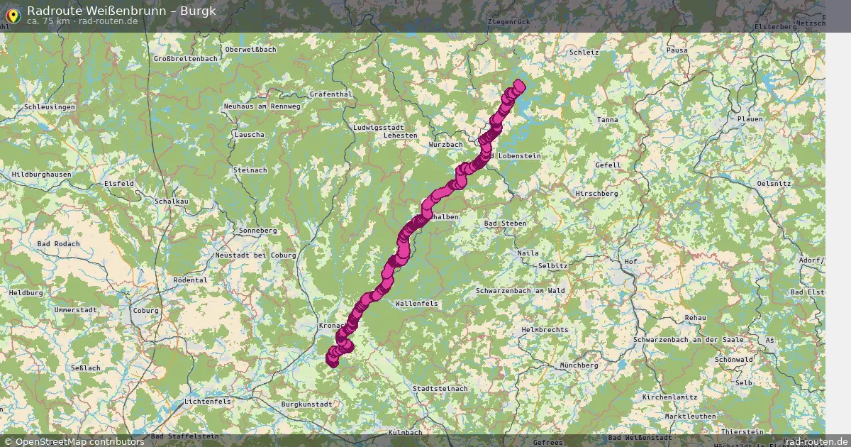 Fahrradroute Weißenbrunn – Burgk (75 km) – Rad-Routen.de