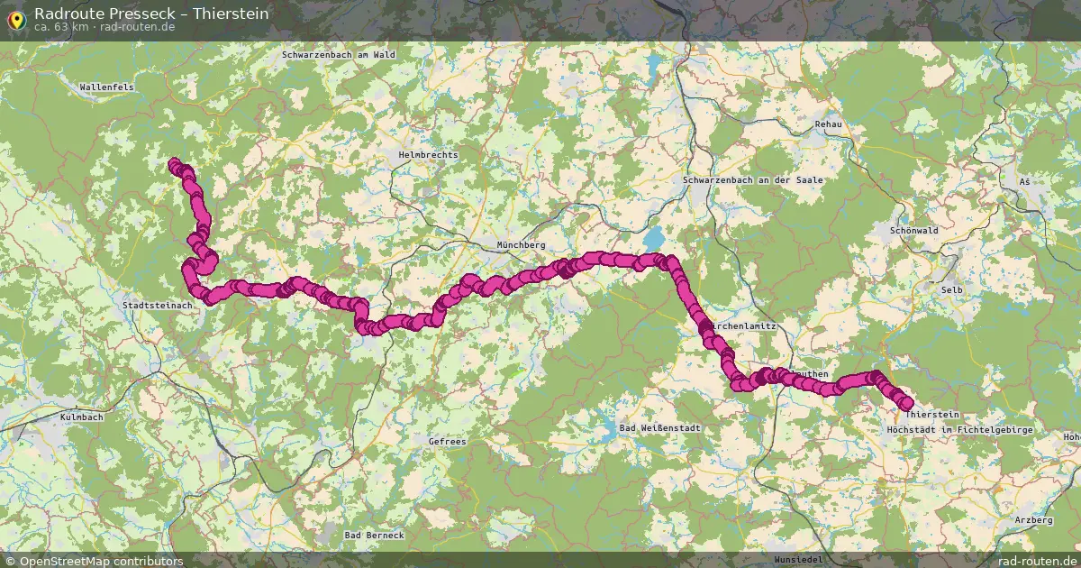 Fahrradroute Presseck – Thierstein (63 km) – Rad-Routen.de
