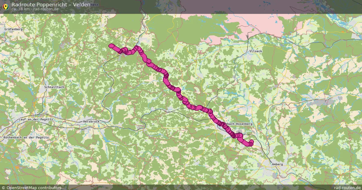 Fahrradroute Poppenricht – Velden (38 km) – Rad-Routen.de
