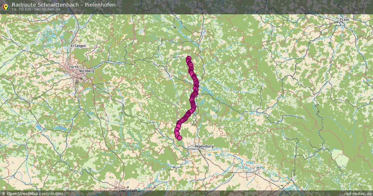 Fahrradroute Schnaittenbach – Pielenhofen (70 km) – Rad-Routen.de