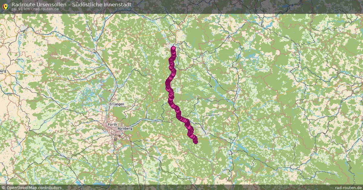 Fahrradroute Ursensollen – Südöstliche Innenstadt (91 km) – Rad-Routen.de