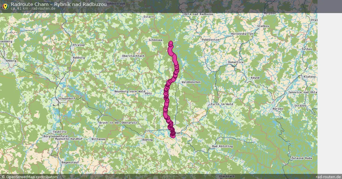 Fahrradroute Cham – Rybník Nad Radbuzou