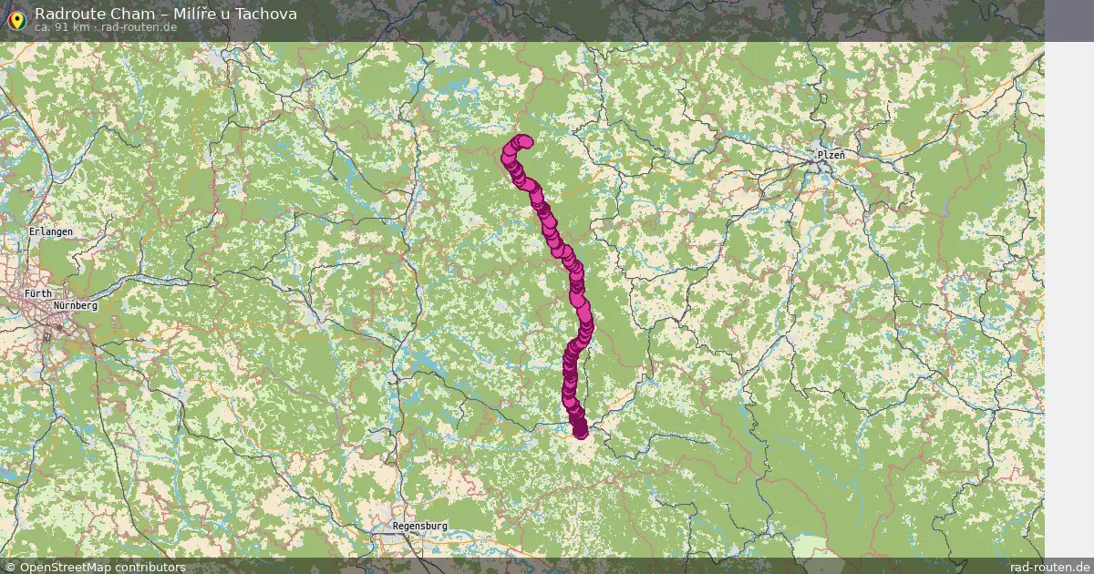 Fahrradroute Cham – Milíře U Tachova