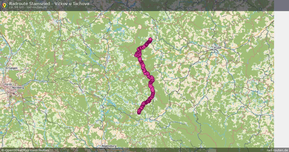 Fahrradroute Stamsried – Vítkov U Tachova (98 km) – Rad-Routen.de