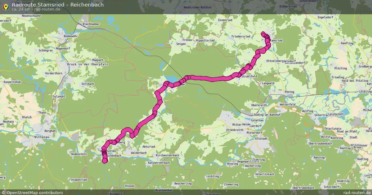 Fahrradroute Stamsried – Reichenbach (24 km) – Rad-Routen.de
