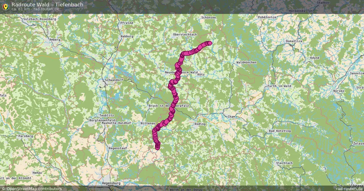 Fahrradroute Wald – Tiefenbach (61 km) – Rad-Routen.de