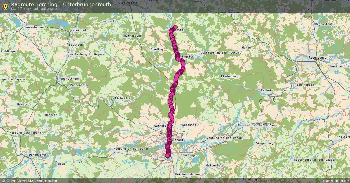 Fahrradroute Berching – Unterbrunnenreuth (57 km) – Rad-Routen.de