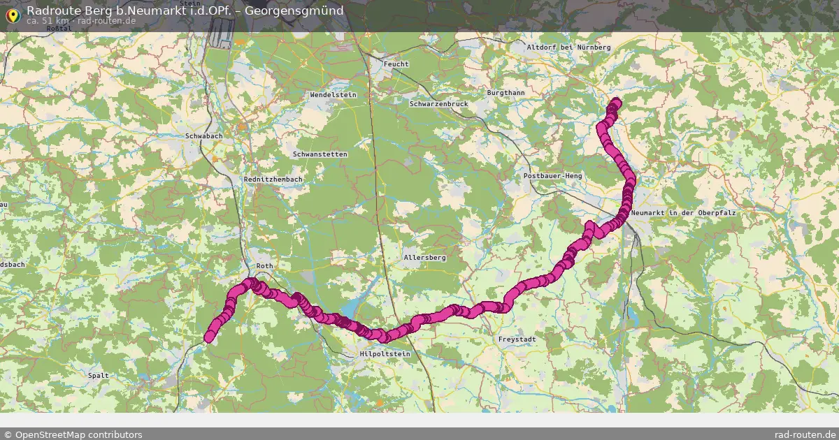 Fahrradroute Berg B.neumarkt I.d.opf. – Georgensgmünd (51 km) – Rad-Routen.de