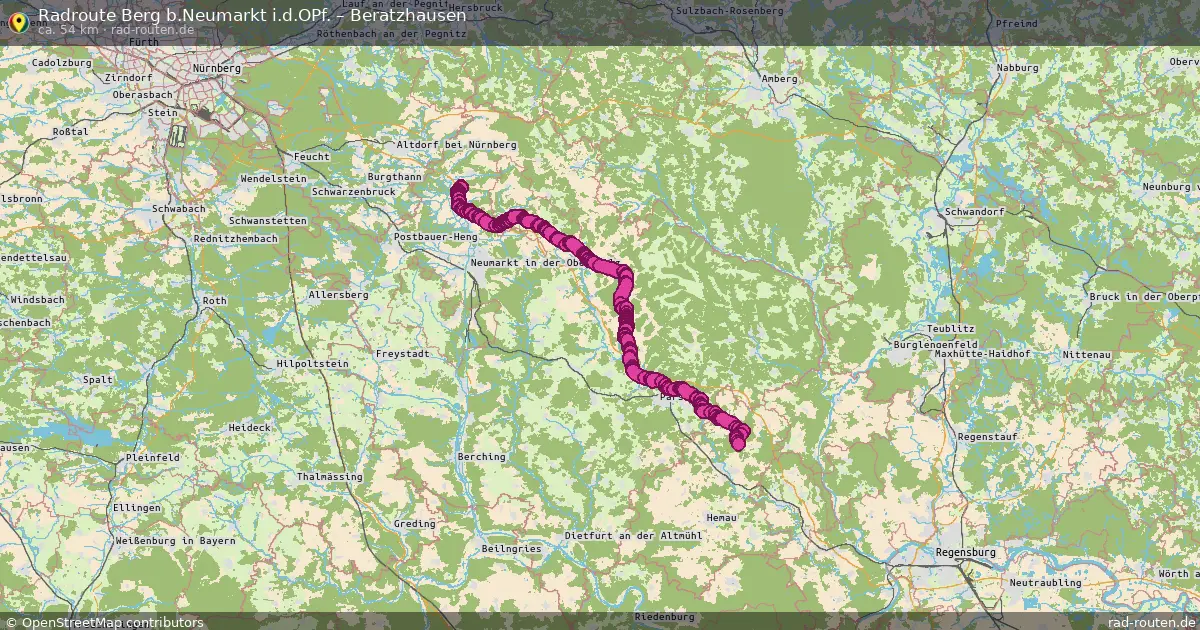 Fahrradroute Berg B.neumarkt I.d.opf. – Beratzhausen (54 km) – Rad-Routen.de